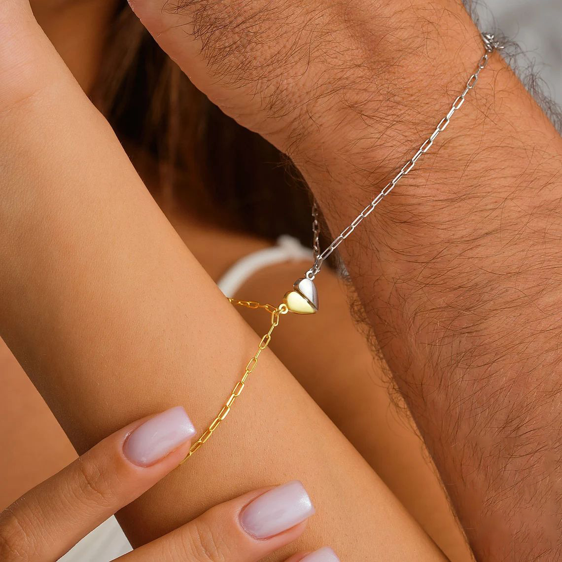 Magnetic Heart Couple Bracelet - Paperclip Magnetic Set review and price