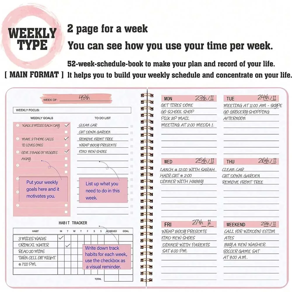 A5 Weekly Planner Coil Daily P - Planner Weekly Budget review and price