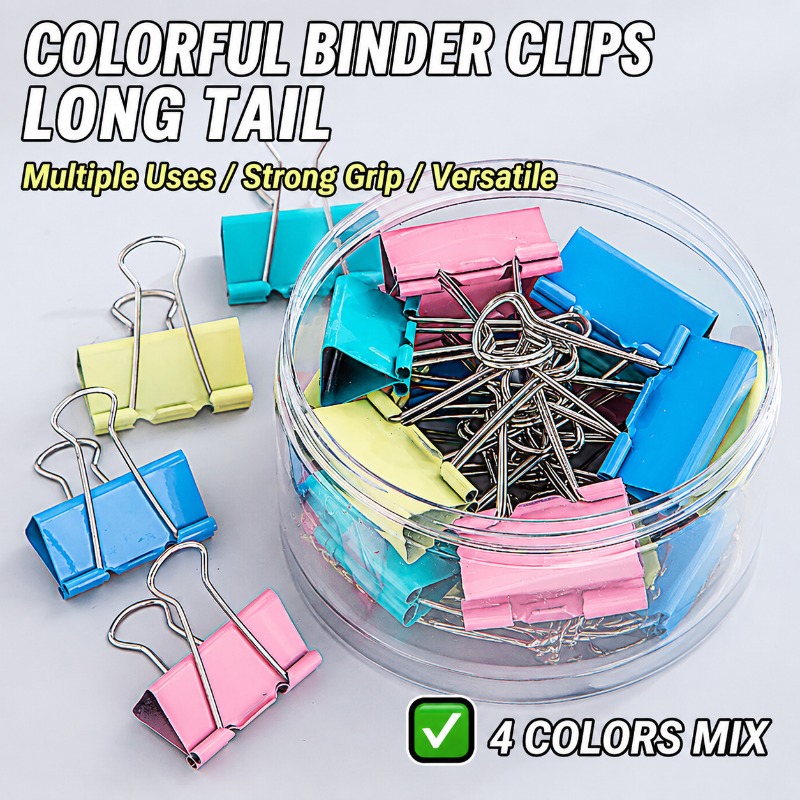 40PCS/Set Long Colorful Metal  - Binder Clip Assorted review and price
