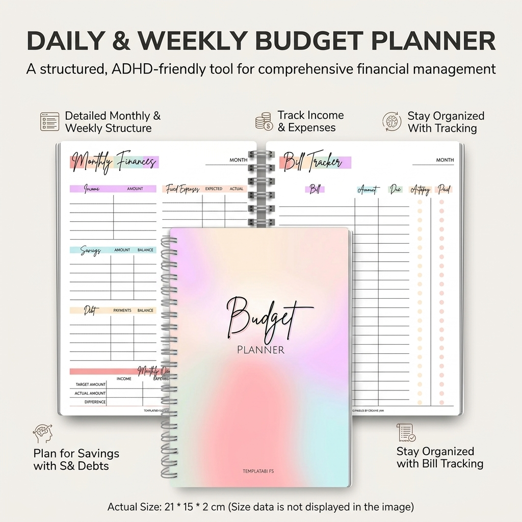 Daily Income and Expense Noteb - Planner Weekly Budget review and price