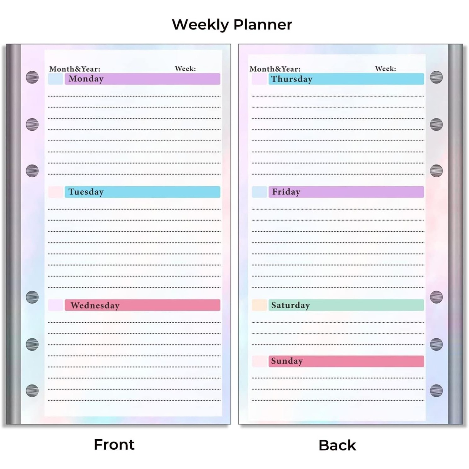 Set of 6-hole A6 binder refill - Planner Weekly Budget review and price