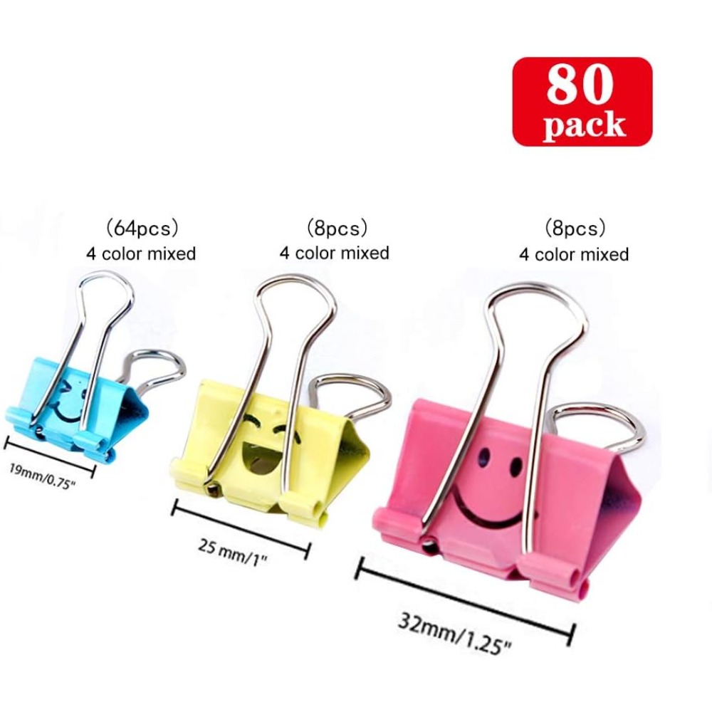 80Pcs Assorted Binder Clips, C - Binder Clip Assorted review and price