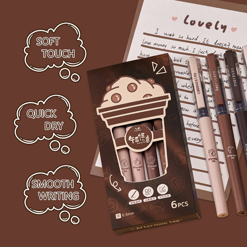 6 Pcs/Set Afternoon Tea Series - Gel Ink Pen Set review and price