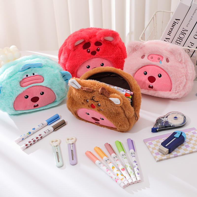 Cartoon Plush Pencil Bag Stude - Pencil Case Large review and price