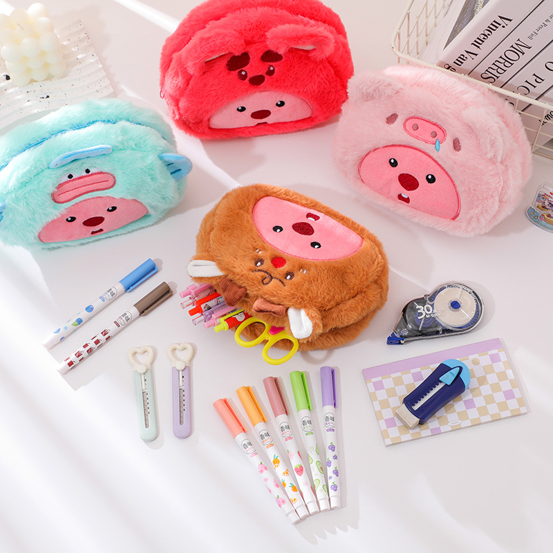 Cartoon Plush Pencil Bag Stude - Pencil Case Large review and price