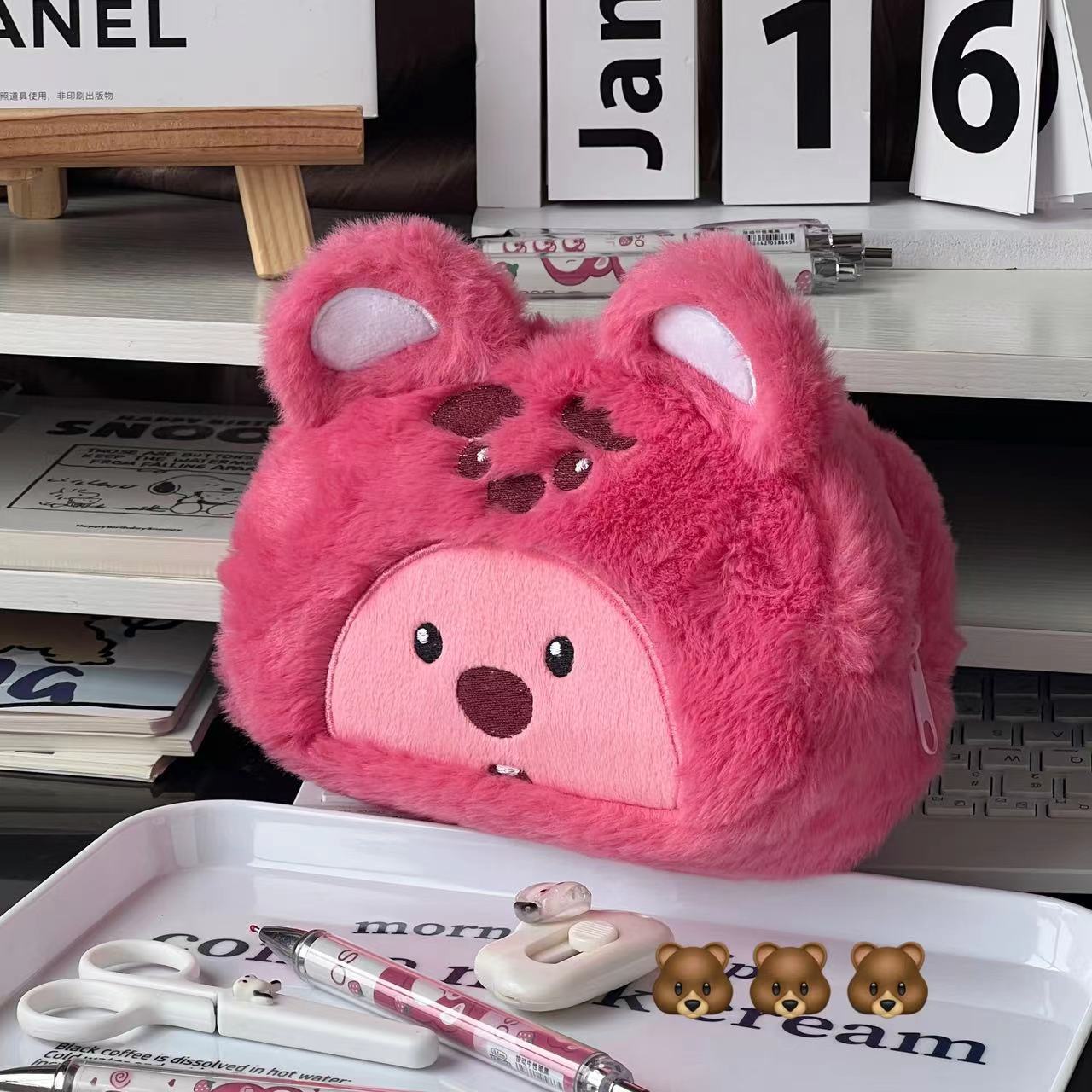 Cartoon Plush Pencil Bag Stude - Pencil Case Large review and price